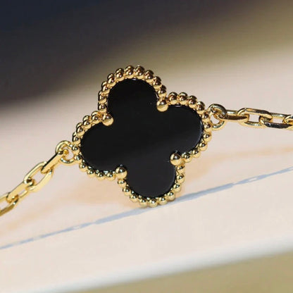 [Aurelle Style]CLOVER 20 MOTIFS ONYX NECKLACE
