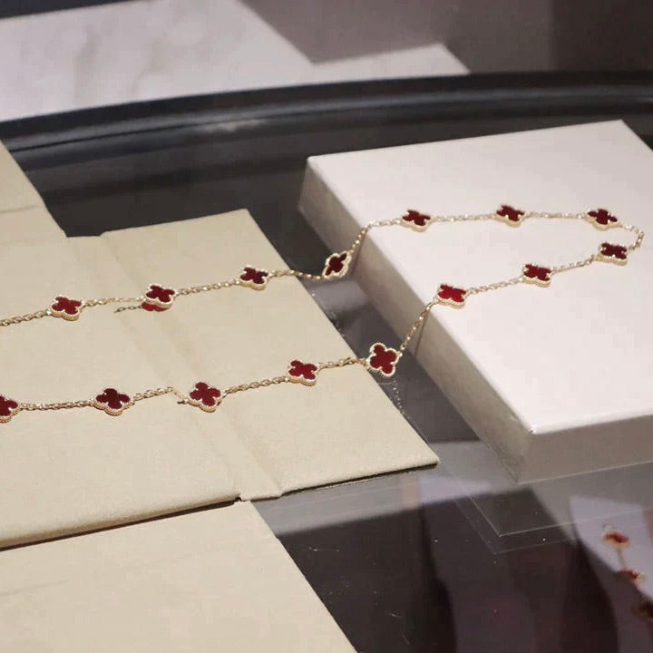[Aurelle Style]CLOVER 20 MOTIFS CARNELIAN NECKLACE