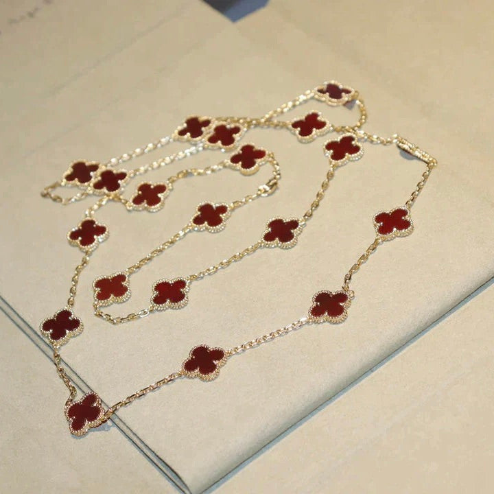 [Aurelle Style]CLOVER 20 MOTIFS CARNELIAN NECKLACE