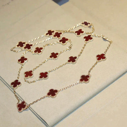 [Aurelle Style]CLOVER 20 MOTIFS CARNELIAN NECKLACE