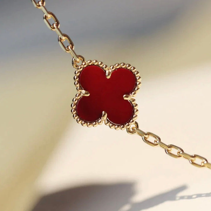 [Aurelle Style]CLOVER 20 MOTIFS CARNELIAN NECKLACE