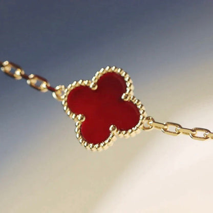 [Aurelle Style]CLOVER 20 MOTIFS CARNELIAN NECKLACE