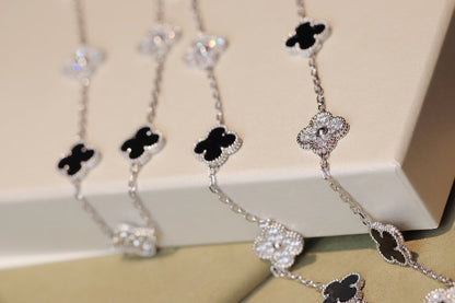 [Aurelle Style]CLOVER 20 MOTIFS ONYX DIAMOND SILVER