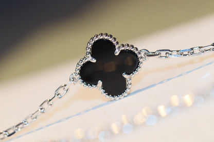 [Aurelle Style]CLOVER 20 MOTIFS ONYX DIAMOND SILVER