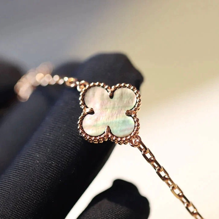 [Aurelle Style]CLOVER 20 MOTIFS DARK MOP DIAMOND  NECKLACE