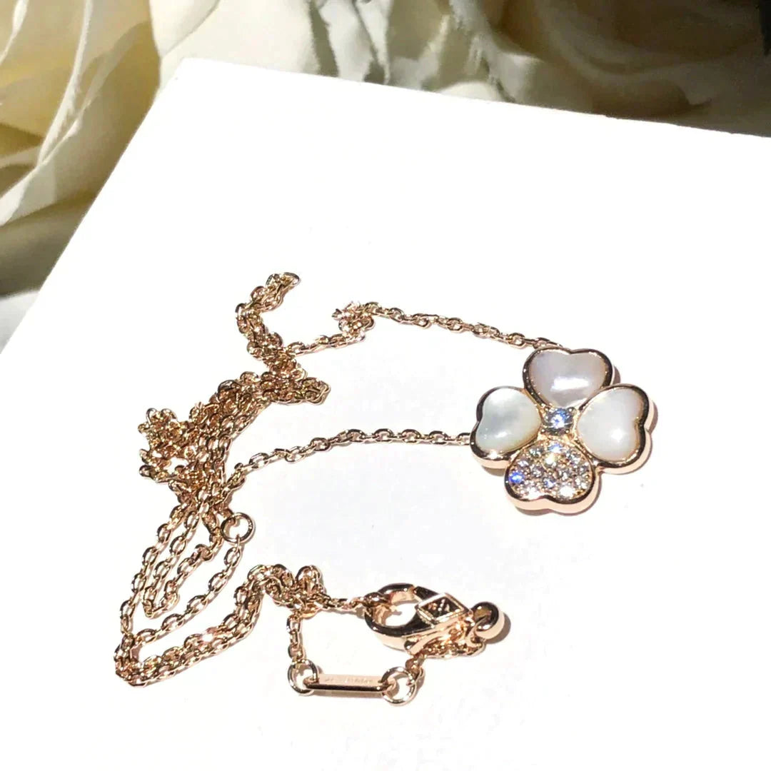 [Aurelle Style]CLOVER MOP DIAMOND ROSE GOLD NECKLACE