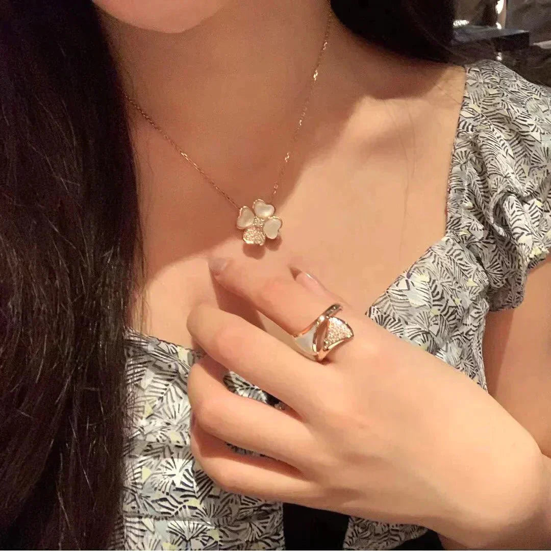 [TOP]CLOVER MOP DIAMOND ROSE GOLD NECKLACE