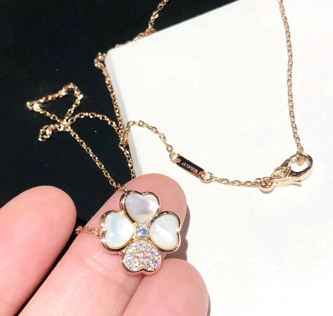 [Aurelle Style]CLOVER MOP DIAMOND ROSE GOLD NECKLACE