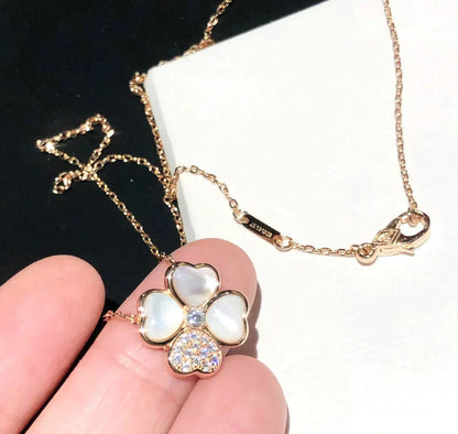 [Aurelle Style]CLOVER MOP DIAMOND ROSE GOLD NECKLACE
