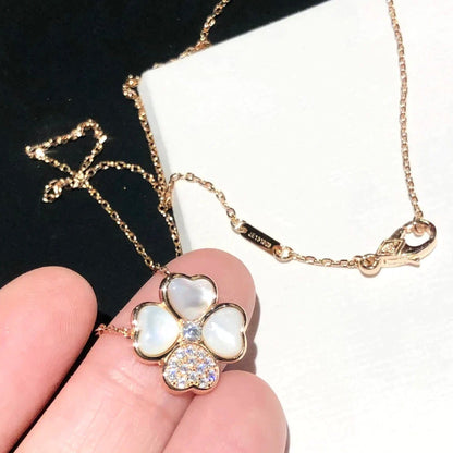[Aurelle Style]CLOVER MOP DIAMOND ROSE GOLD NECKLACE