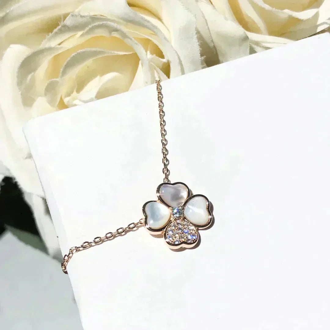 [Aurelle Style]CLOVER MOP DIAMOND ROSE GOLD NECKLACE