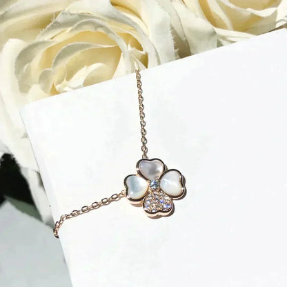 [Aurelle Style]CLOVER MOP DIAMOND ROSE GOLD NECKLACE