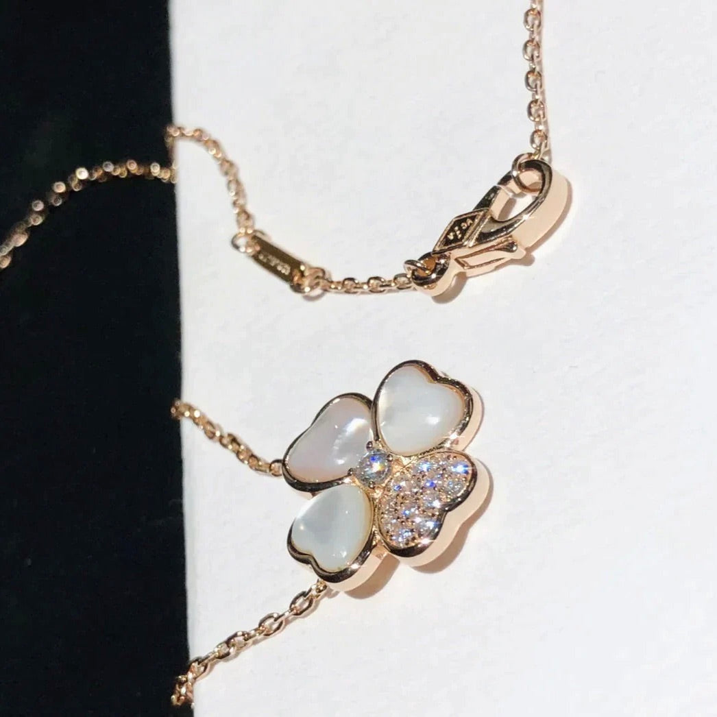 [Aurelle Style]CLOVER MOP DIAMOND ROSE GOLD NECKLACE