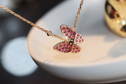 [Aurelle Style]BUTTERFLY RED DIAMOND ROSE GOLD NECKLACE