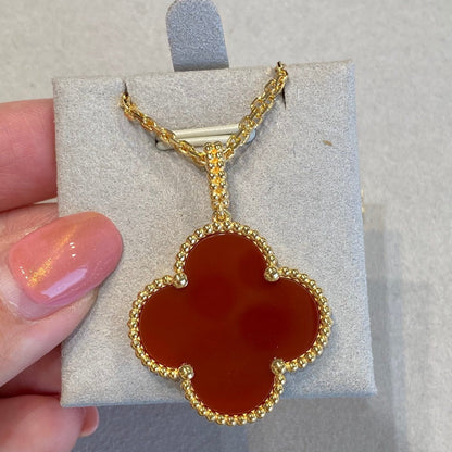 [Aurelle Style]CLOVER 25MM NECKLACE GOLD CARNELIAN