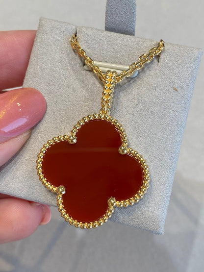 [Aurelle Style]CLOVER 25MM NECKLACE GOLD CARNELIAN