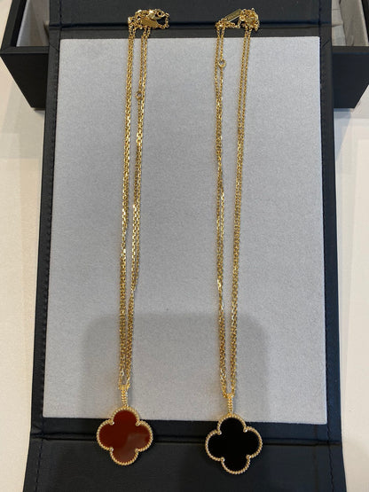 [Aurelle Style]CLOVER 25MM NECKLACE GOLD CARNELIAN