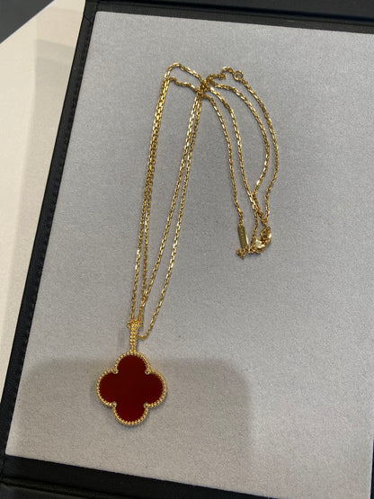 [Aurelle Style]CLOVER 25MM NECKLACE GOLD CARNELIAN