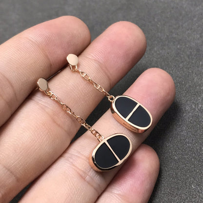 [Aurelle Style]CHAINE VERSO BLACK CERAMIC SILVER EARRINGS