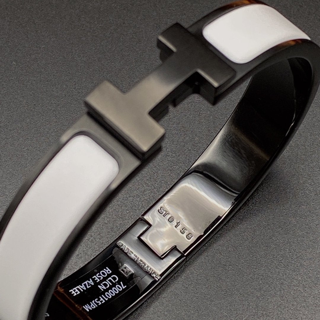 [Aurelle Style]H BRACELET 12MM BLACK WHITE CERAMIC