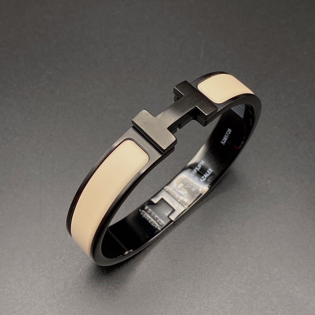 [Aurelle Style]H BRACELET 12MM BLACK BEIGE CERAMIC