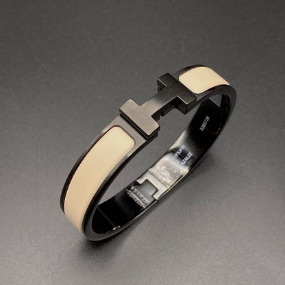 [Aurelle Style]H BRACELET 12MM BLACK BEIGE CERAMIC