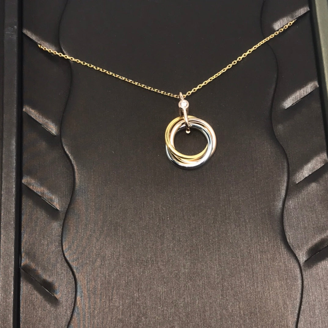[Aurelle Style]TRINITY SILVER GOLD PINK GOLD NECKLACE