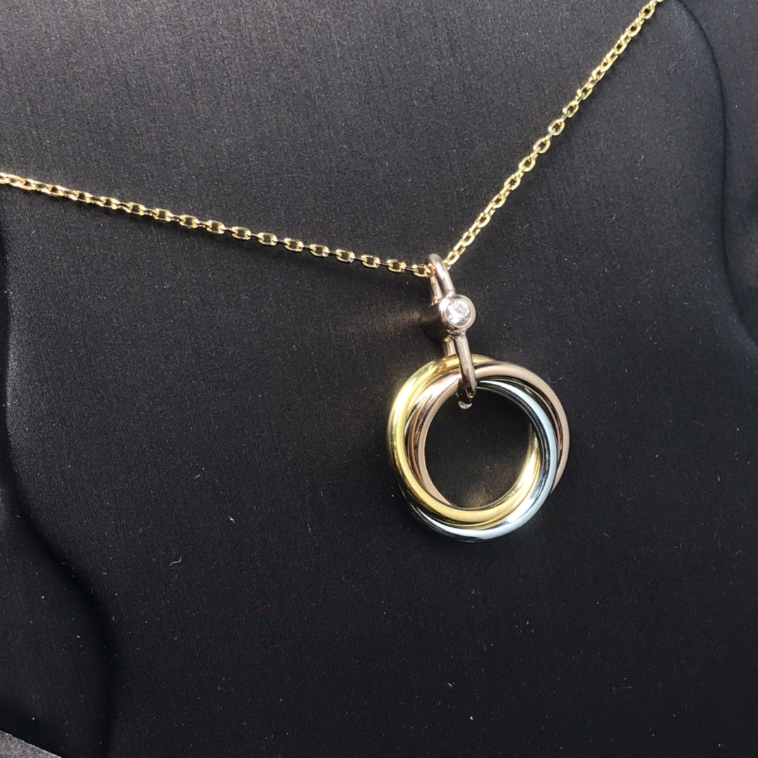 [Aurelle Style]TRINITY SILVER GOLD PINK GOLD NECKLACE