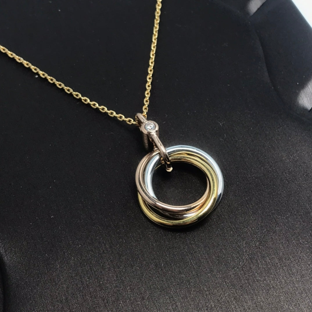 [Aurelle Style]TRINITY SILVER GOLD PINK GOLD NECKLACE