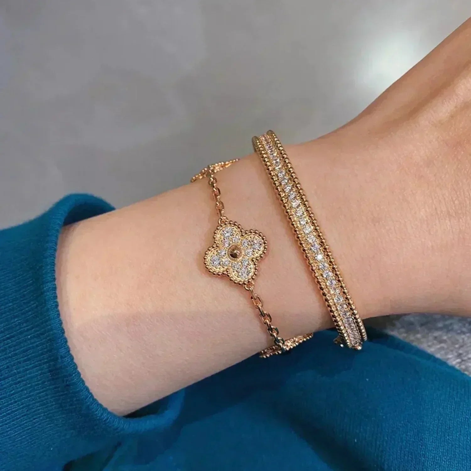 [Aurelle Style] CLOVER 5 MOTIF FULL DIAMOND BRACELET COLLECTION
