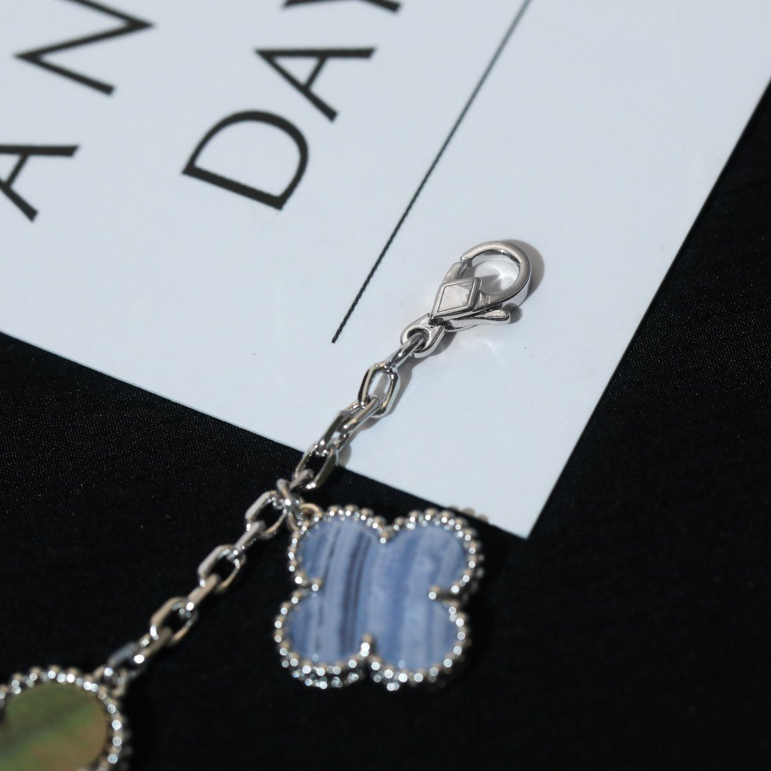 [Aurelle Style]CLOVER BRACELET 5 MOTIFS MOP CHALCEDONY SILVER