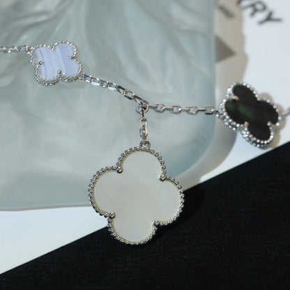 [Aurelle Style]CLOVER BRACELET 5 MOTIFS MOP CHALCEDONY SILVER