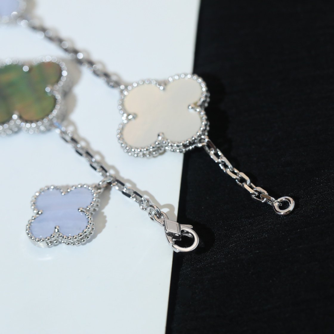 [Aurelle Style]CLOVER BRACELET 5 MOTIFS MOP CHALCEDONY SILVER