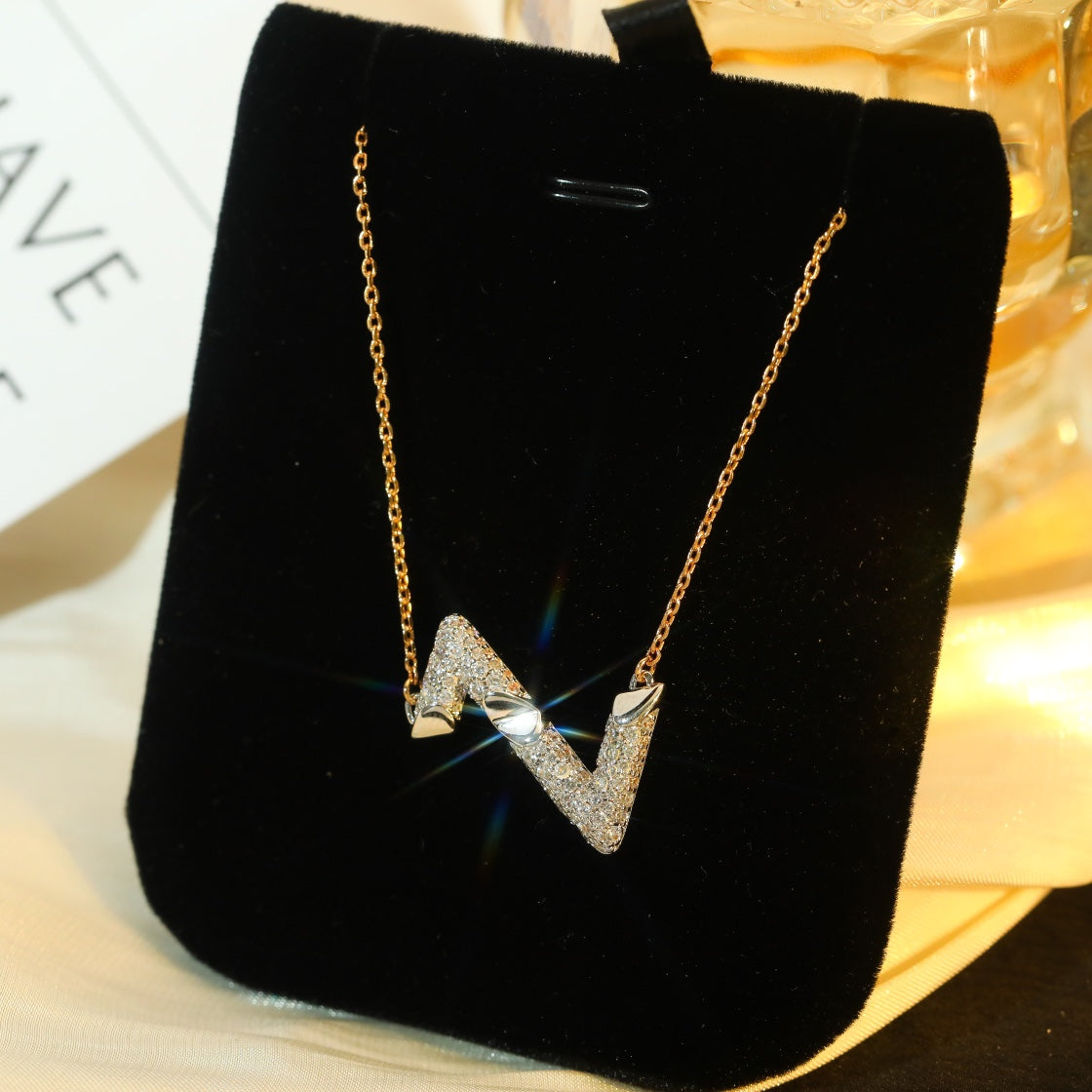 [Aurelle Style]VOLT SILVER DIAMOND PEDANT NECKLACE