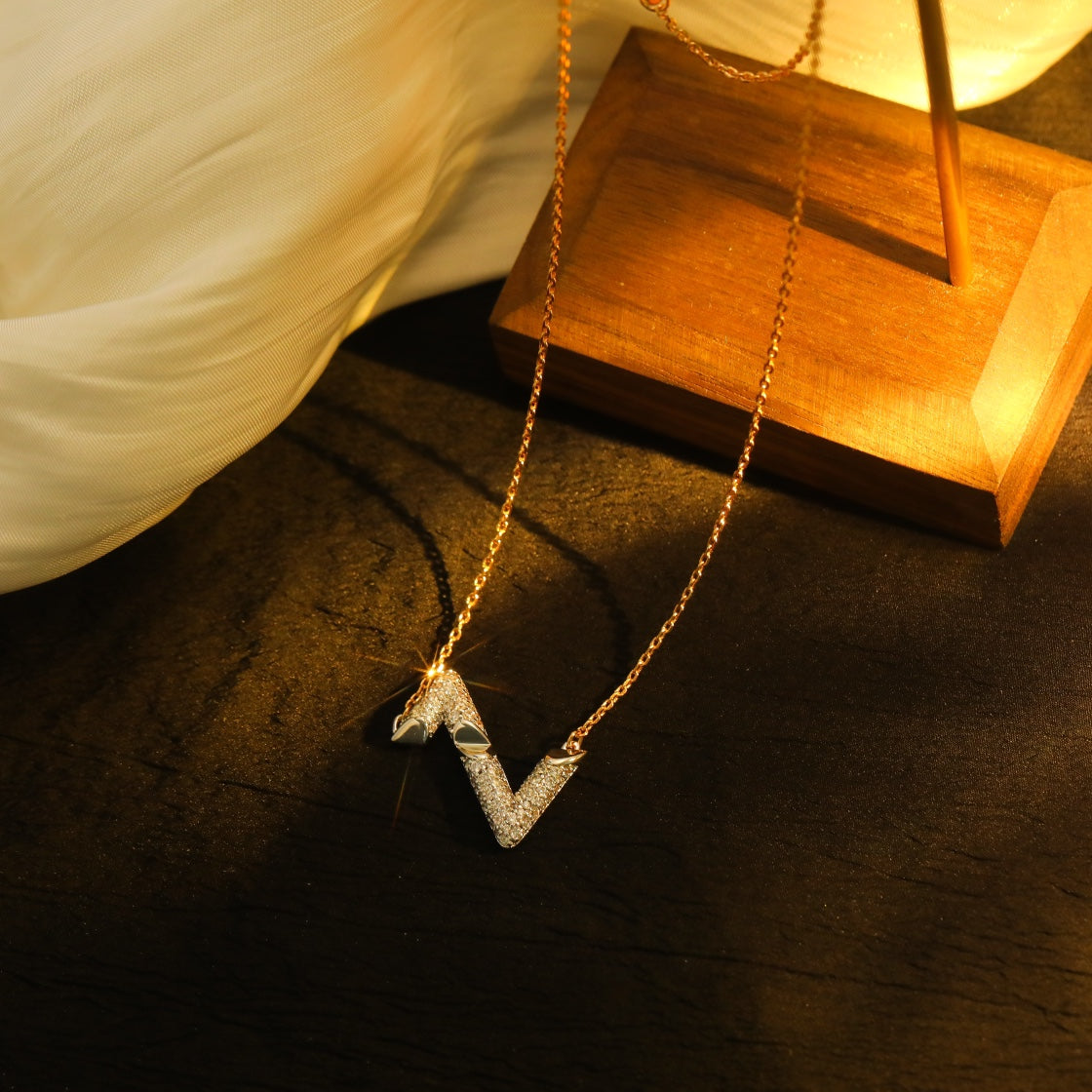 [Aurelle Style]VOLT SILVER DIAMOND PEDANT NECKLACE