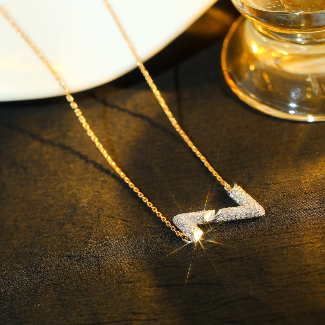 [Aurelle Style]VOLT SILVER DIAMOND PEDANT NECKLACE