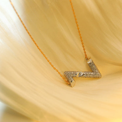 [Aurelle Style]VOLT SILVER DIAMOND PEDANT NECKLACE