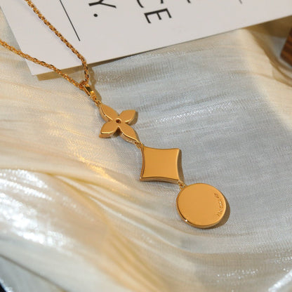 [Aurelle Style]STAR AND SUN DIAMOND PINK GOLD NECKLACE