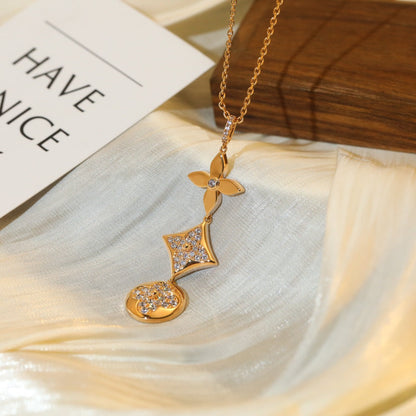 [Aurelle Style]STAR AND SUN DIAMOND PINK GOLD NECKLACE