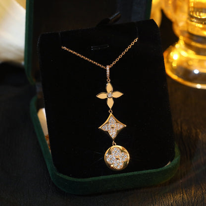 [Aurelle Style]STAR AND SUN DIAMOND PINK GOLD NECKLACE