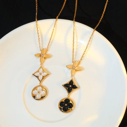 [Aurelle Style]STAR AND SUN ONYX PINK GOLD NECKLACE