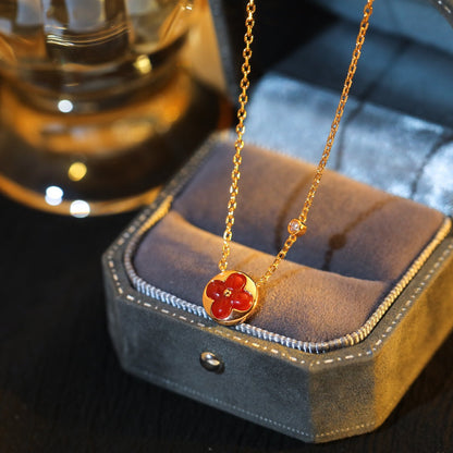 [Aurelle Style]SUN PEDANT PINK GOLD 1 DIAMOND NECKLACE