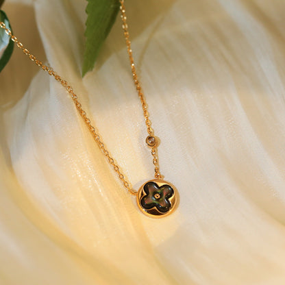 [Aurelle Style]SUN PEDANT PINK GOLD 1 DIAMOND NECKLACE