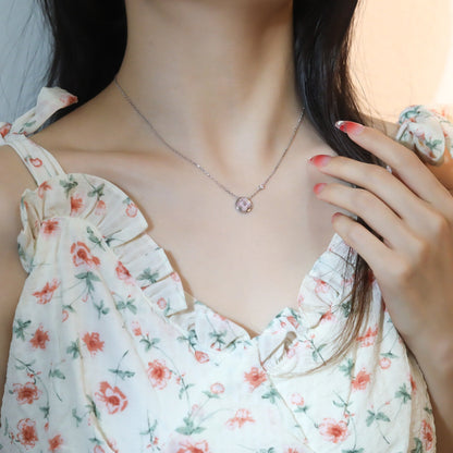 [Aurelle Style]SUN PEDANT PINK GOLD 1 DIAMOND NECKLACE
