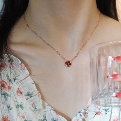 [Aurelle Style]SUN PEDANT PINK GOLD 1 DIAMOND NECKLACE