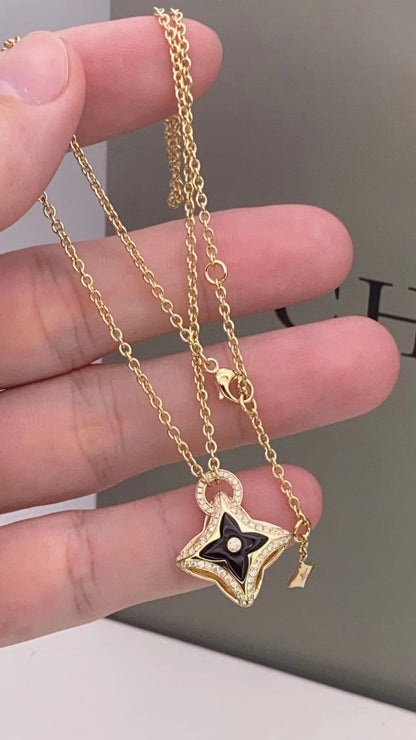 [Aurelle Style]STAR PEDANT PINK GOLD DIAMOND NECKLACE