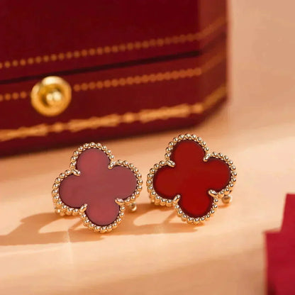 [Aurelle Style]CLOVER MEDIUM 1 MOTIFS CARNELIAN  EARRINGS