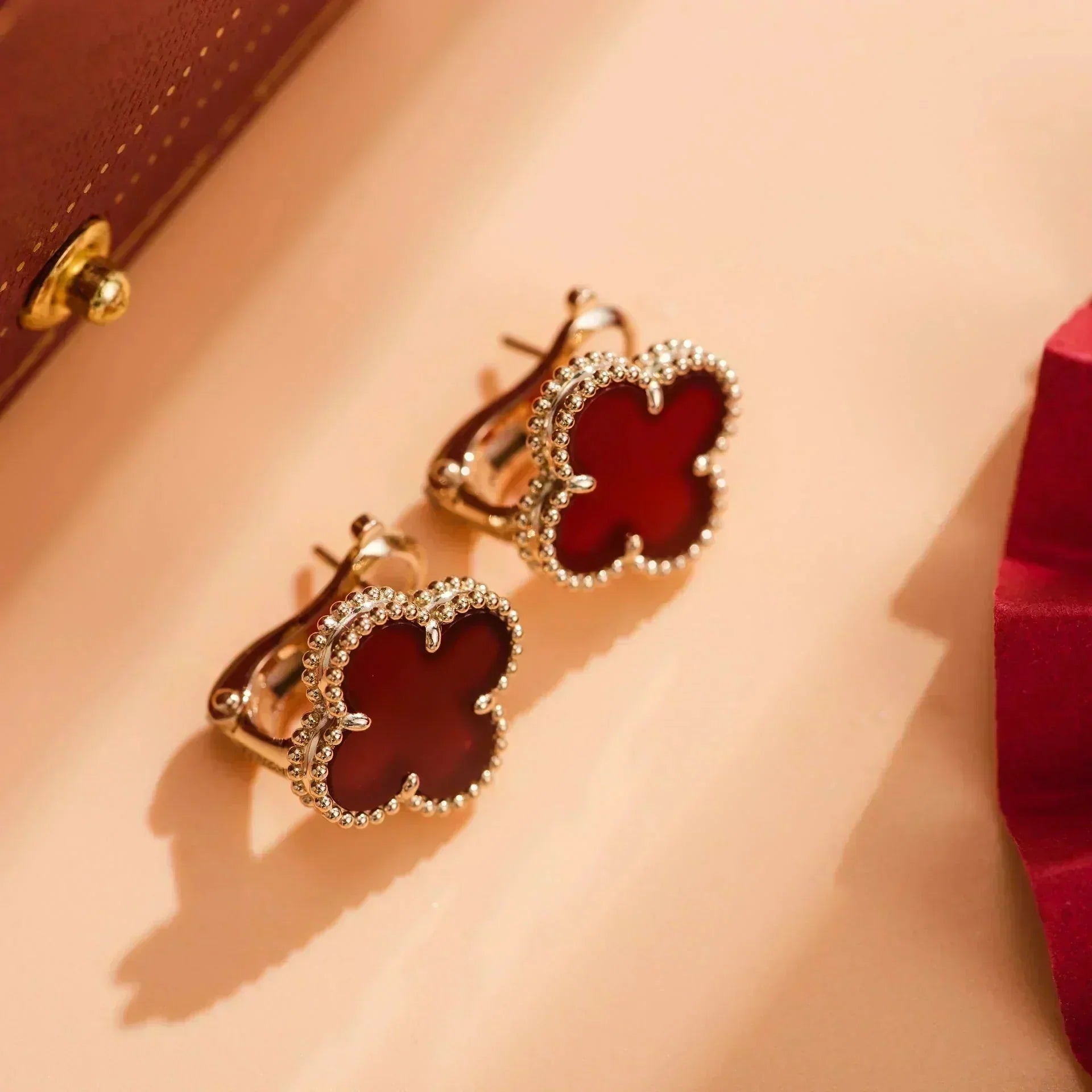 [Aurelle Style]CLOVER MEDIUM 1 MOTIFS CARNELIAN  EARRINGS