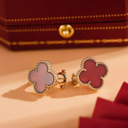 [Aurelle Style]CLOVER MEDIUM 1 MOTIFS CARNELIAN  EARRINGS