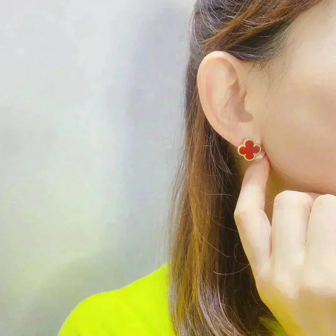 [Aurelle Style]CLOVER MEDIUM 1 MOTIFS CARNELIAN  EARRINGS